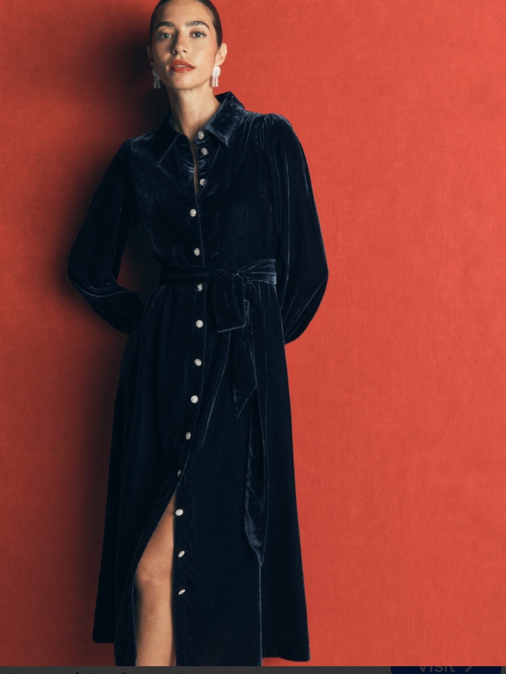 Sara Campbell Stretch Velvet Shirtdress - Size XL